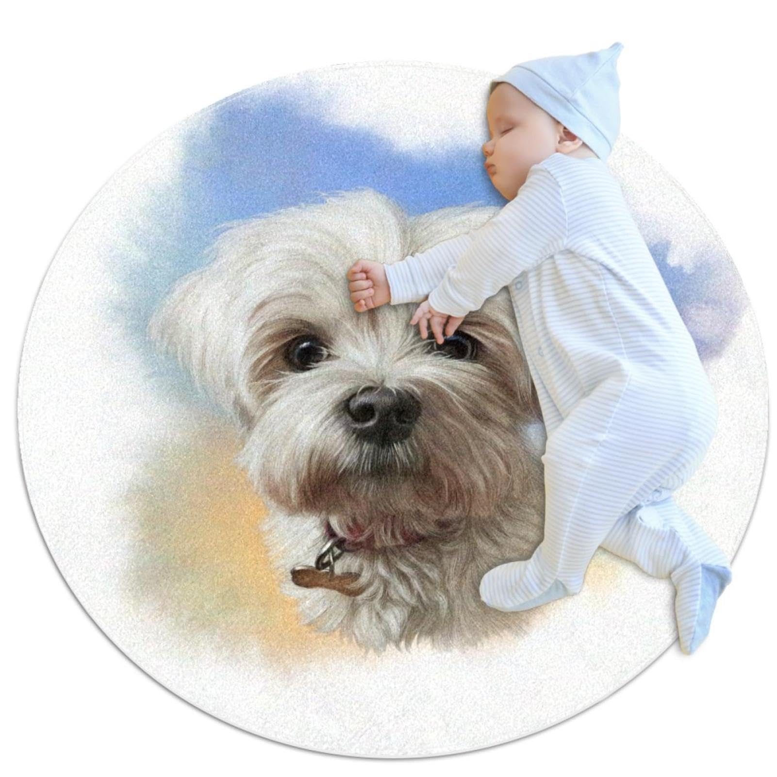 Tapis de bain Shih Tzu rond 1m | Confort anti-dérapant pour chambre et salon