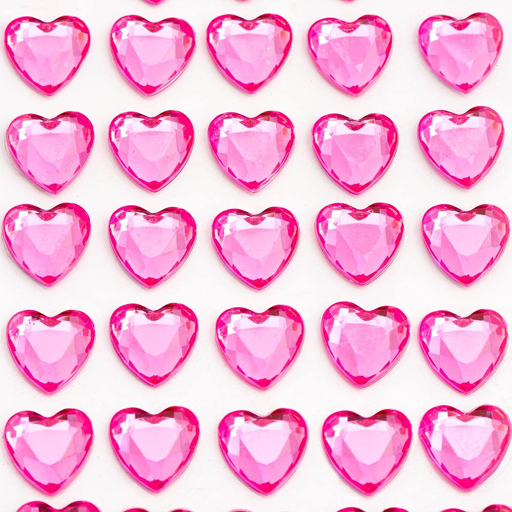 Italian Options Cerise - 10Mm Heart Self Adhesive Stick On Gems (50 Pcs)