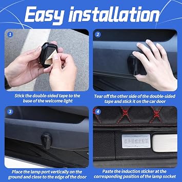 2pcs Car Door Light Projector, Custom Logo Text Image, Fit All Car Models, USB Rechargeable, Easy Installation, Sensor Switch Wiring-Free Welcome Door Lamp