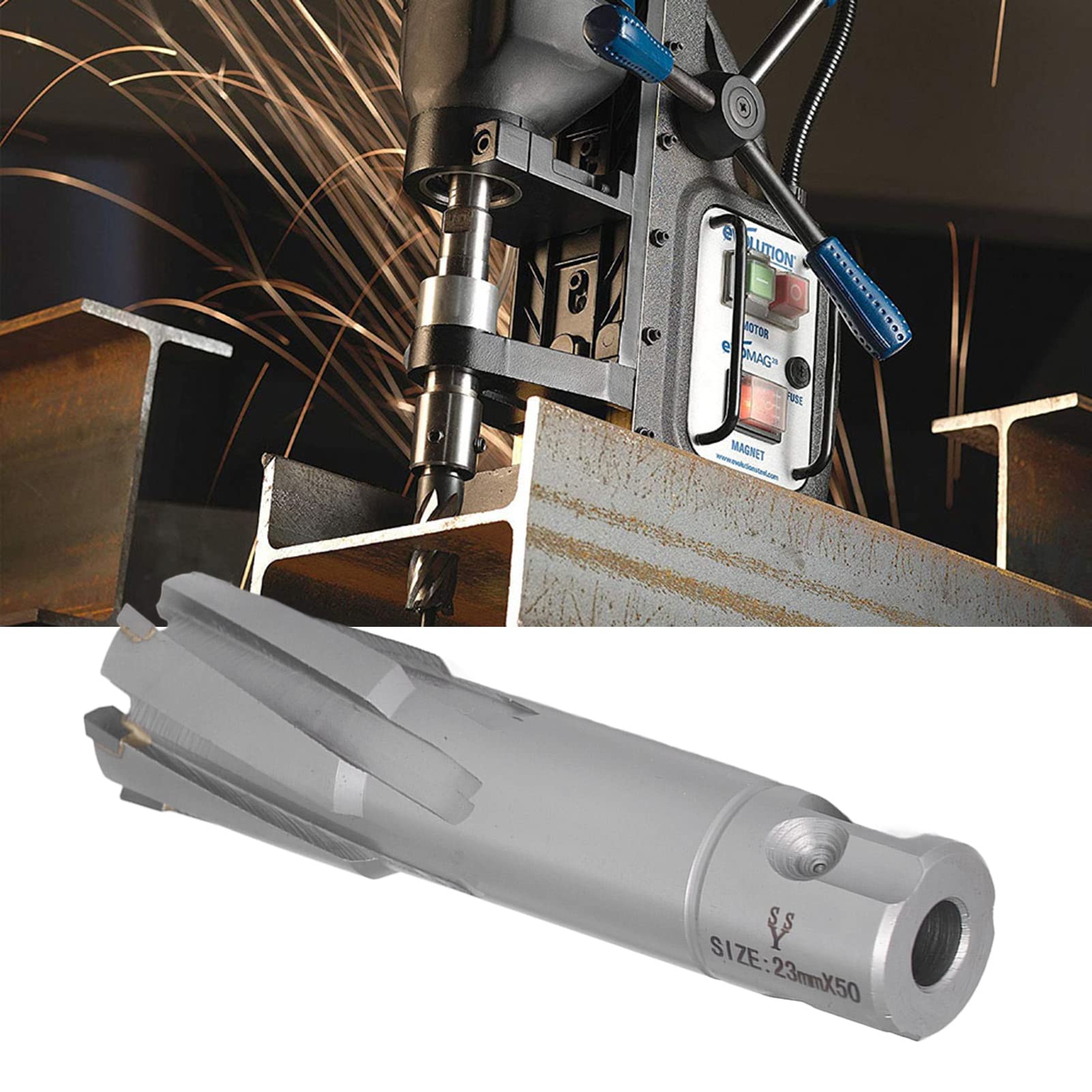 Annular Cutter, Annular Cutter Carbide Steel Plate Core 50mm Depth Drill Bit Hallow Hole Saw Metric (23mm)