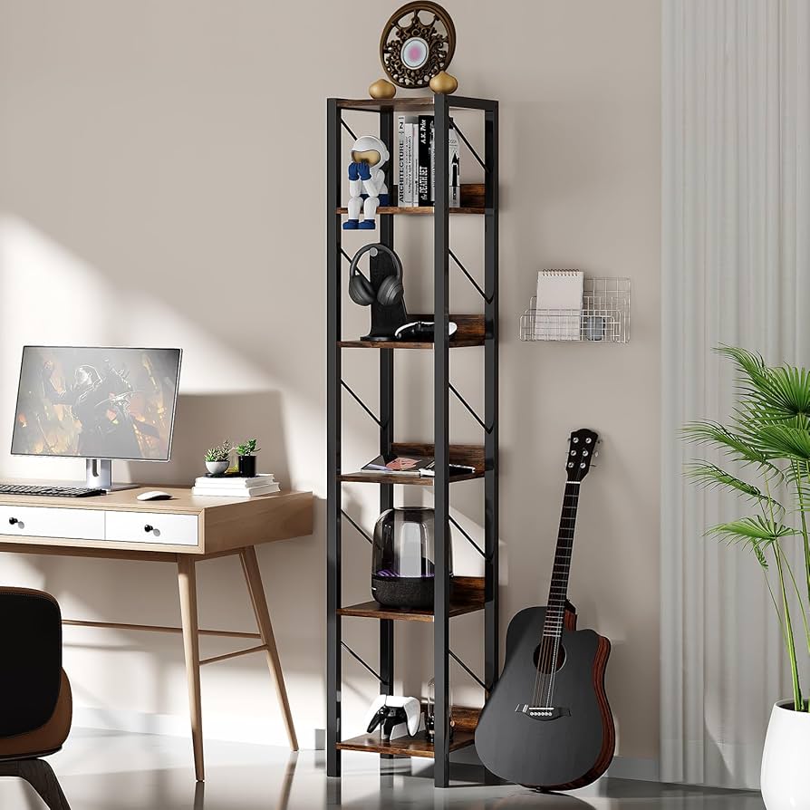 Amazon.co.jp: ZERDER 6段 本棚 モダン 背が高い 本棚 CD 映画 本用