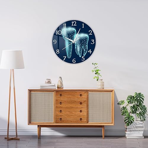 Miniatura 6 de Reloj de pared dental para oficina, relojes de dientes de 12 pulgadas, con batería, silencioso, sin garrapatas, reloj de pared para oficina dental,