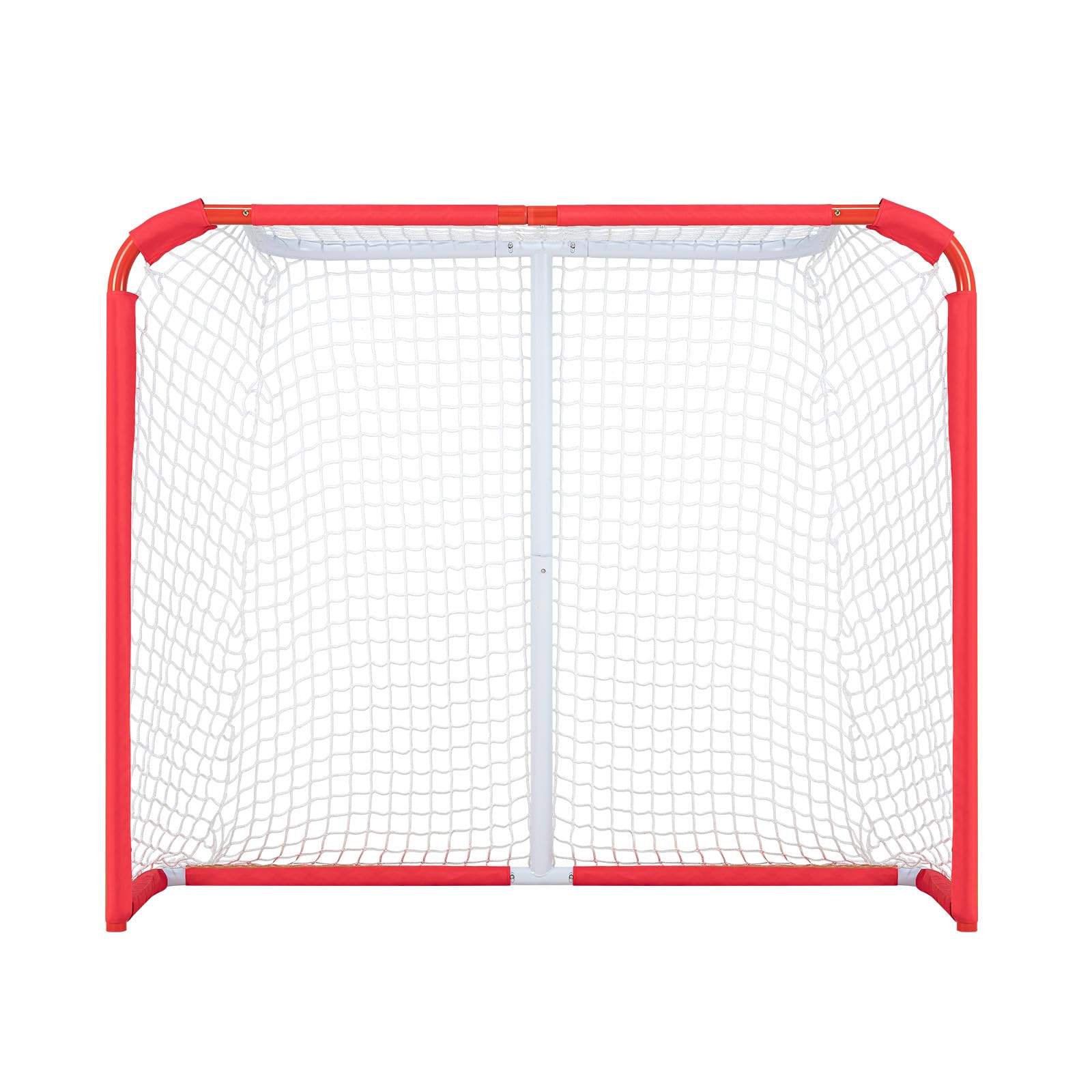 VEVOR Filet de Hockey de Rue 137 x 112 cm, But de Hockey Intérieur et Extérieur en Tube d'acier, Ensemble d'Entraînement de Hockey Portable et Léger, Assemblage Facile, pour Jeunes, Blanc/Rouge
