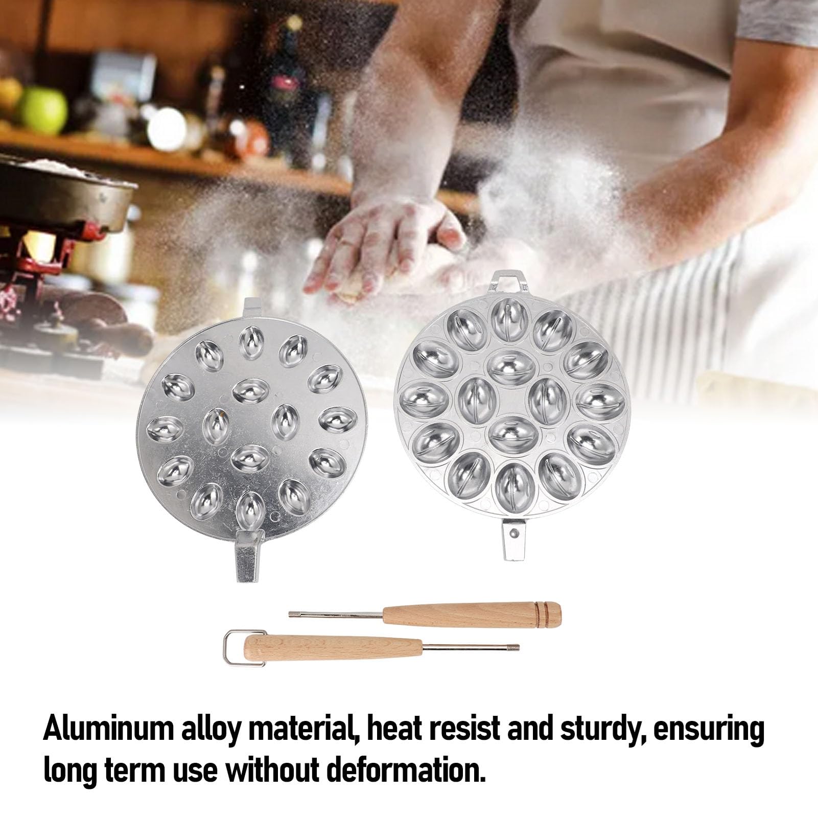 Molde para Galletas Ovalado Antiadherente de 16 Cavidades Molde de Aleación de Aluminio para Repostería Casera (Tipo 2)