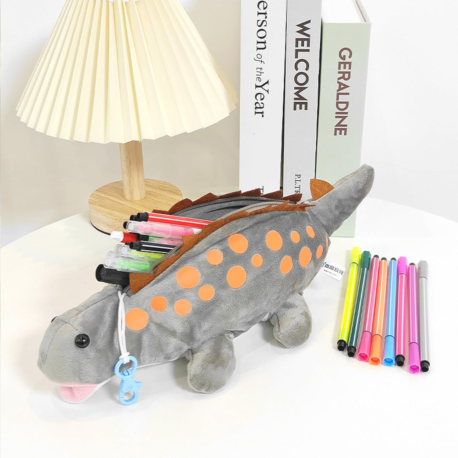 Kids Dinosaur Pencil Case 3D Plush Pen Bag Cute Animal Soft Pencil Box Children Zipper Pen Pouch Large Capacity Pencil Holder Novelty Stationery Organiser Storage Bag Birthday Gift for Boys Girls - Image 2