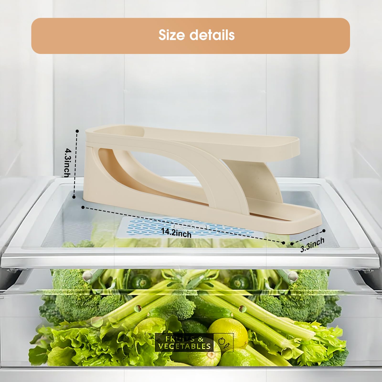 2PCS Rolling Egg Dispenser, Space-Saving Automatic Egg Roller Dispenser, 2 Tier Rolling Egg Holder Container Display Rack Organizer for Kitchen Refrigerator Storage Product Image 3