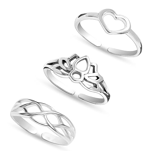 LeCalla 925 Sterling Silber Minimalistische Zehenringe Set Leichte Einfache Antike Offene Verstellbare Zehenringe für Frauen