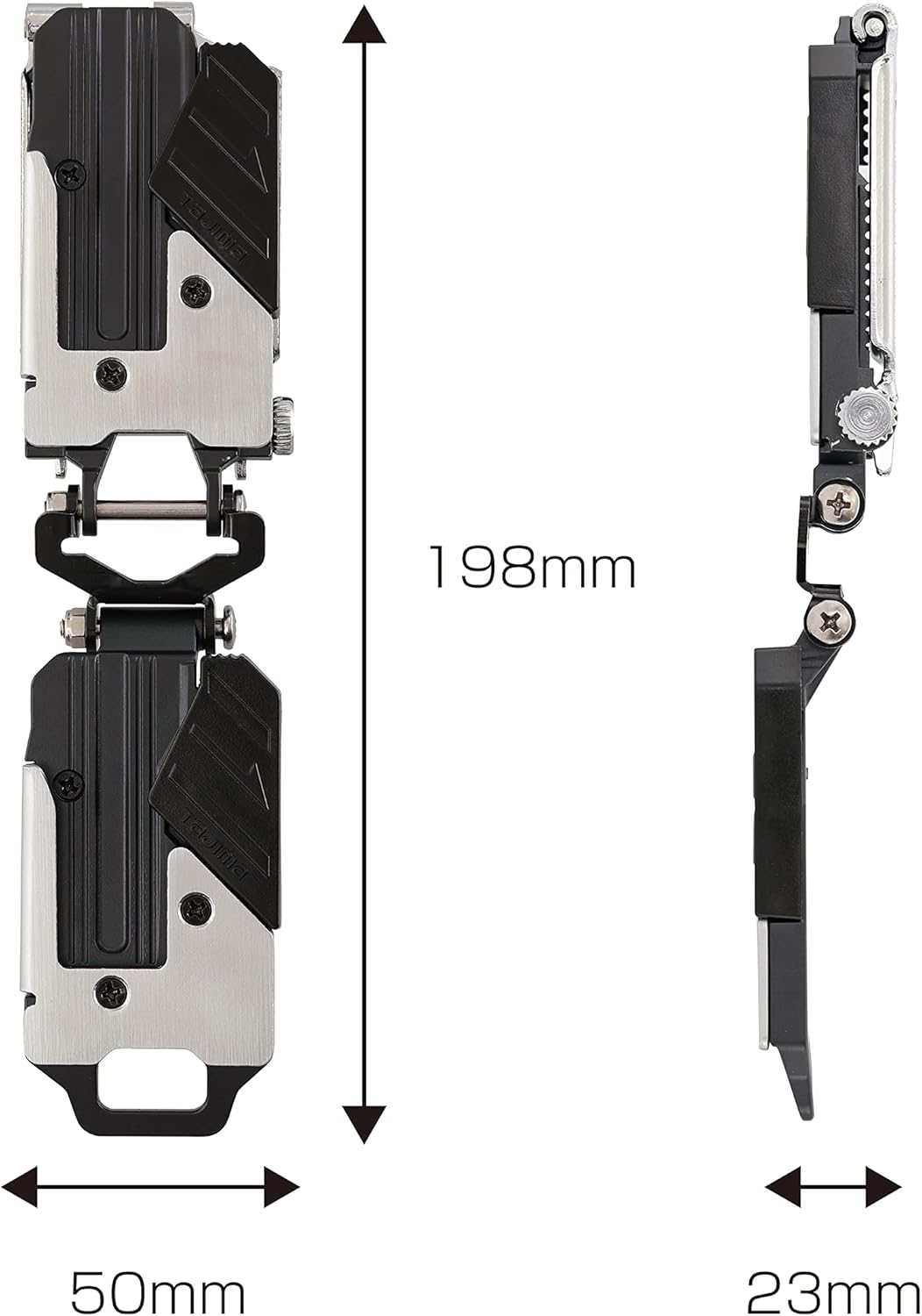Tajima Safety System, Saff Retrofit Holder, Metal Top and Bottom 2 Loops, Space Saving Around the Waist, Movable Connections for Easy Access and Easy to Move Tools, Easy to Put on and Take Off, Attach