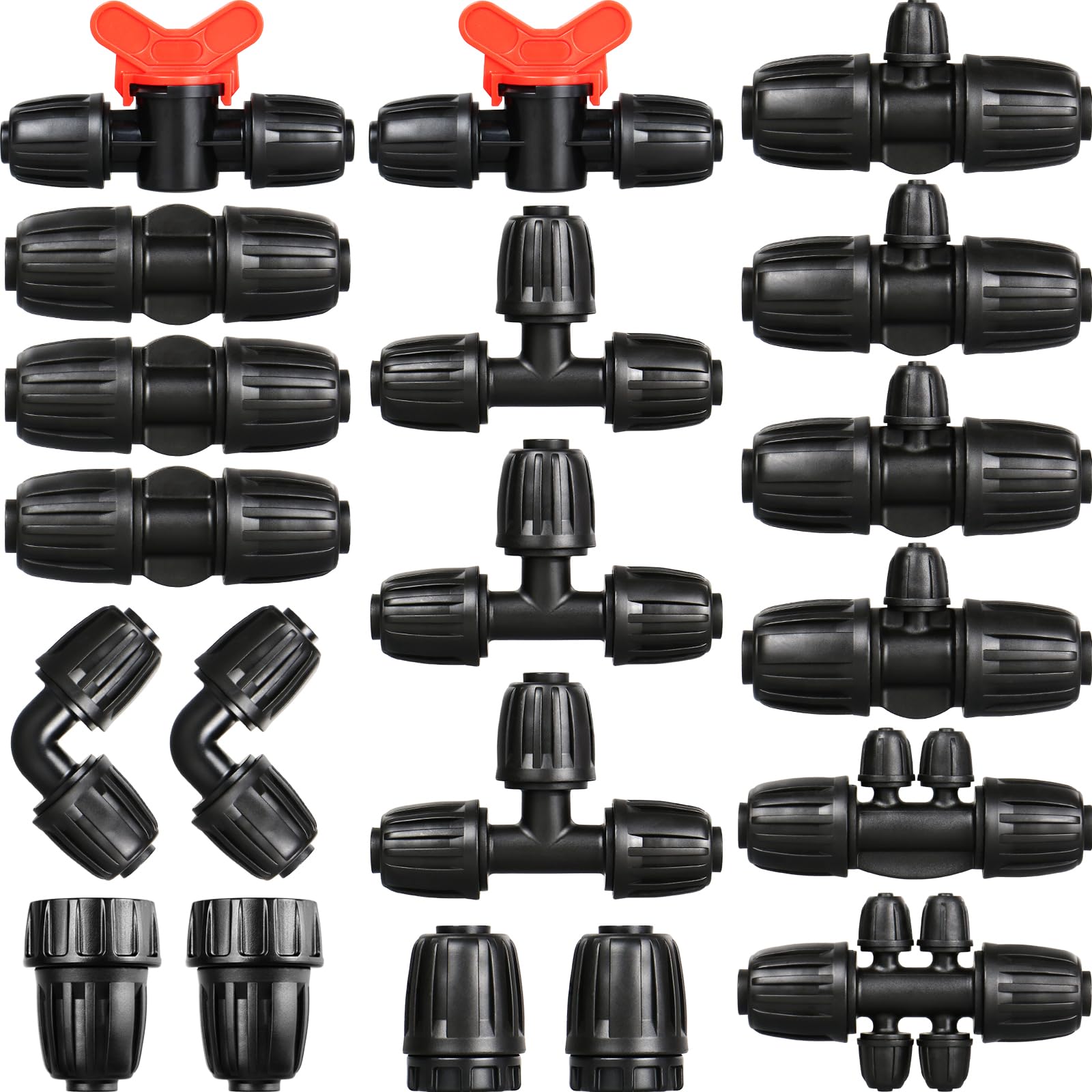 Kit de accesorios de riego por goteo de 1/2 pulgada: 20 conectores de tuerca bloqueada por goteo para tubos de riego por goteo de 1/2 pulgada (1/2 pulgada ID x 0.6-0.67 pulgadas OD) acoplamientos