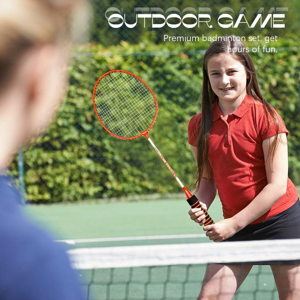 Airsnigi Badminton Racket Set,Including 4 Carbon Fiber Badminton Racquet,6 Nylon Shuttlecocks,1 Portable Badminton Net,1 Badminton Carring Bag,Perfect Outdoor Backyard Games for Adults Kids : Sports & Outdoors