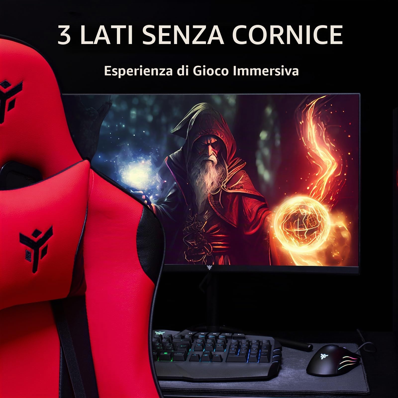 Itek Monitor GGC - 32" Curvo, 2560x1440 QHD, Pannello VA da 240Hz, Risposta 1ms, Collegamenti 2xHDMI e 2xDP, HDR 400, Adapt Sync