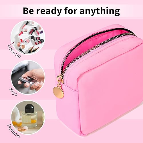 Miniatura 2 de SOIDRAM Pequeña bolsa de maquillaje bolsa de viaje, bolsa de aseo rosa claro, organizador de maquillaje, bolsa de nailon, bolsa de preparación