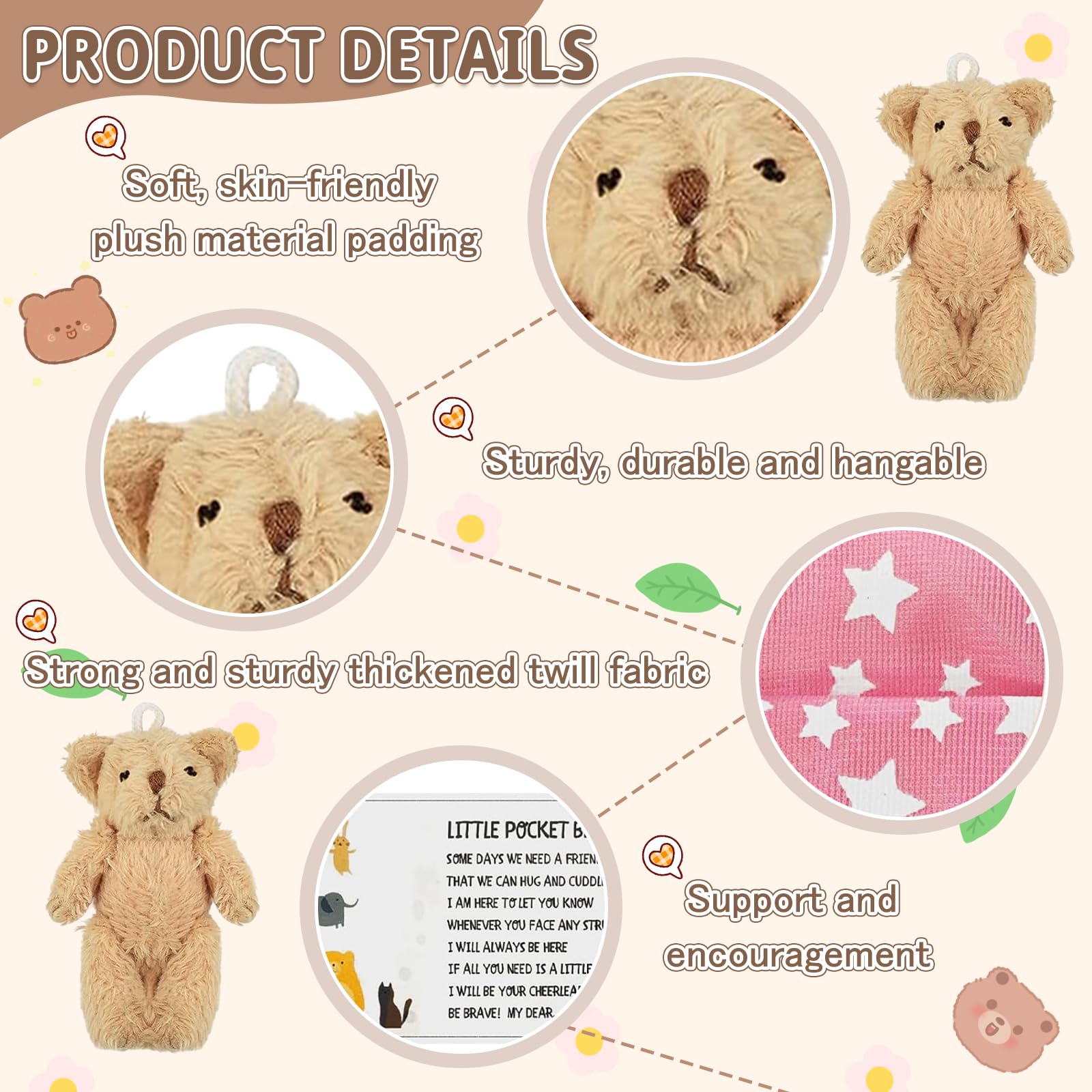 DAVBNM 2 Pcs Little Pocket Bear Hug in a Tin Box Pocket Hug Plush Toys Mini Stuffed Worry Bear Tiny Teddy Bear in a tin Thinking of You Get Well Soon Gifts Lover Friend Couple for Women - Image 4