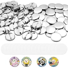 VEVOR Button Maker Supplies 200 Sets 1.25 in / 32 mm Pin Back Button Parts, with Metal Backs, Metal Shells, Clear Mylar Films, and Blank Circle Papers, for Home DIY, School Events, and Custom Studio