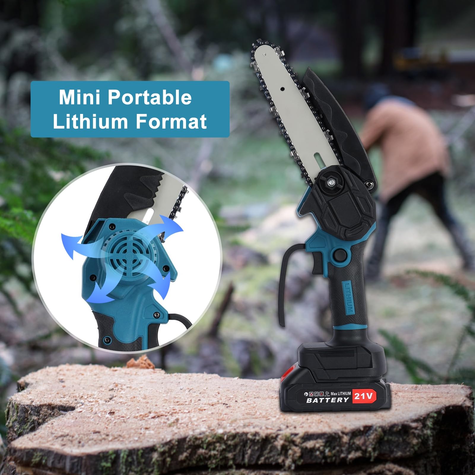 Mini motosierra eléctrica inalámbrica de 6 pulgadas con bloqueo de seguridad de 2 baterías, motosierra pequeña de mano, sierra de podar para cortar madera y trabajar la madera, Reino Unido