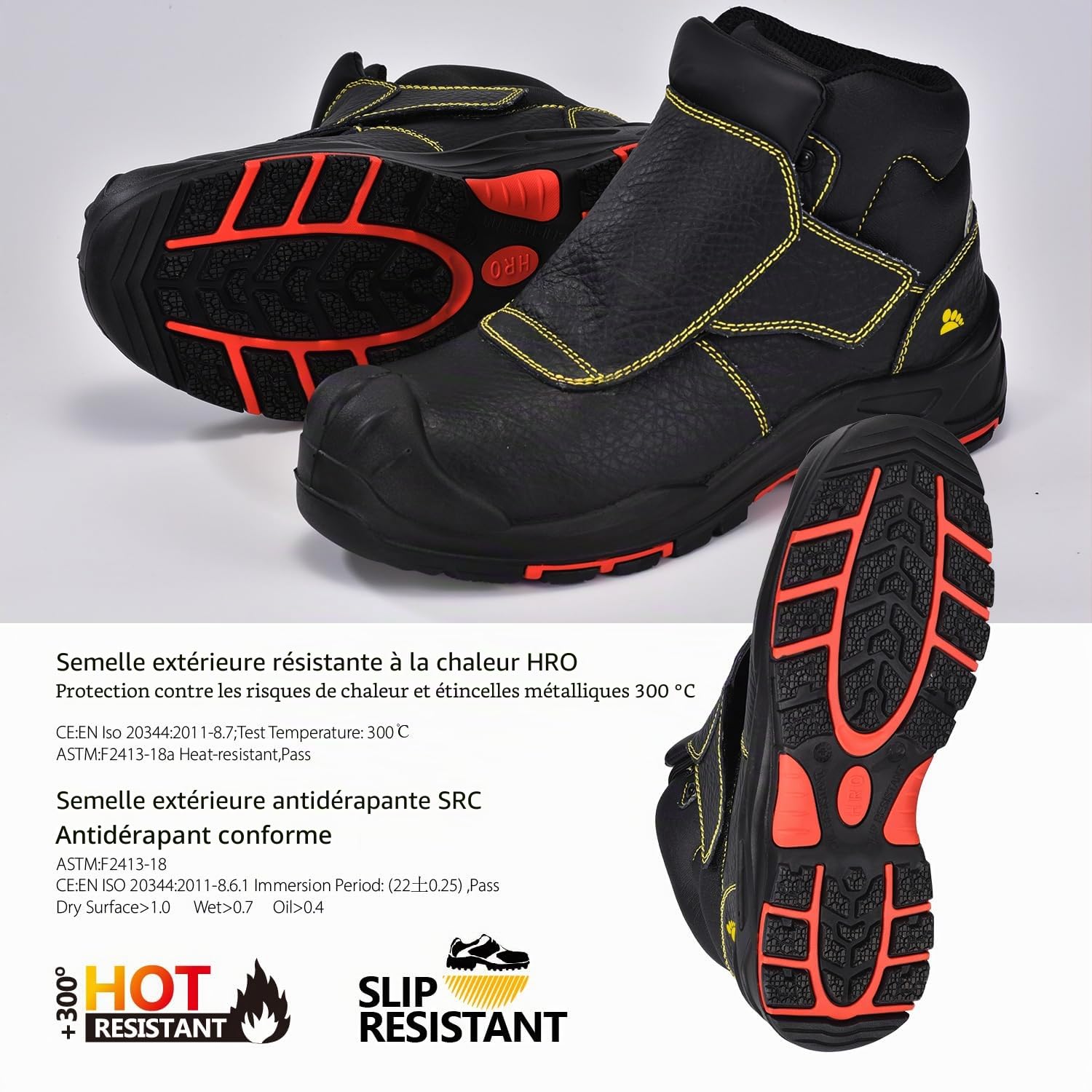 SAFETOE 8387 S3 Chaussures de sécurité ESD antistatiques cuir de vache résistant à la chaleur 300 ℃ Couverture protectrice de semelle en caoutchouc sans métal taille de orteil composite EU42