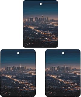 Car Air Fresheners 3 Pcs Hanging Scented Cards Los Angeles Skyline Car Aromatherapy Tablets Funny Fragrance Hanging Slice Rearview Mirror Pendant for Car Interior Decor Bedroom Bathroom