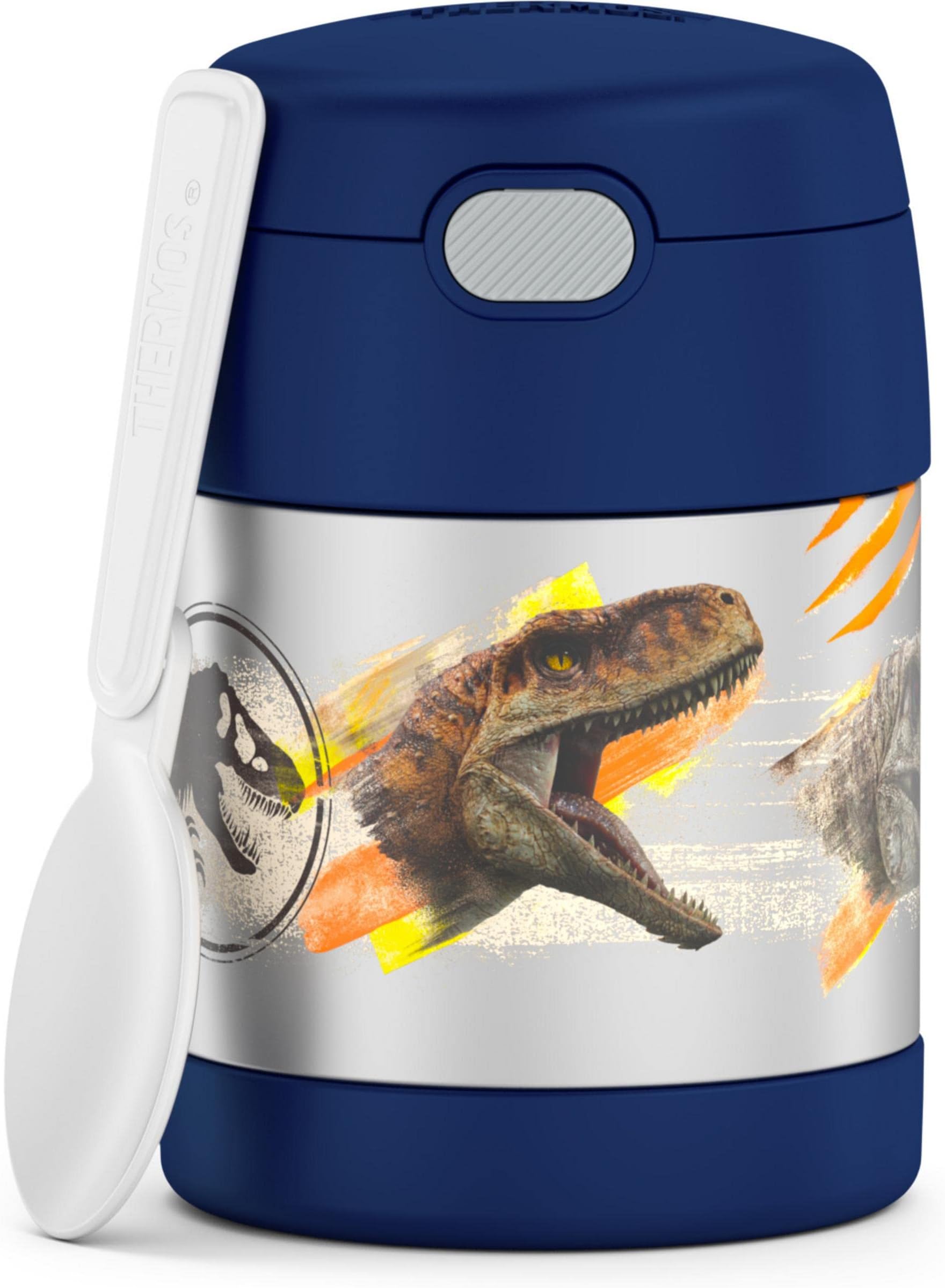 THERMOSFUNTAINER 10 Ounce Stainless Steel Vacuum Insulated Kids Food Jar with Spoon, Jurassic World