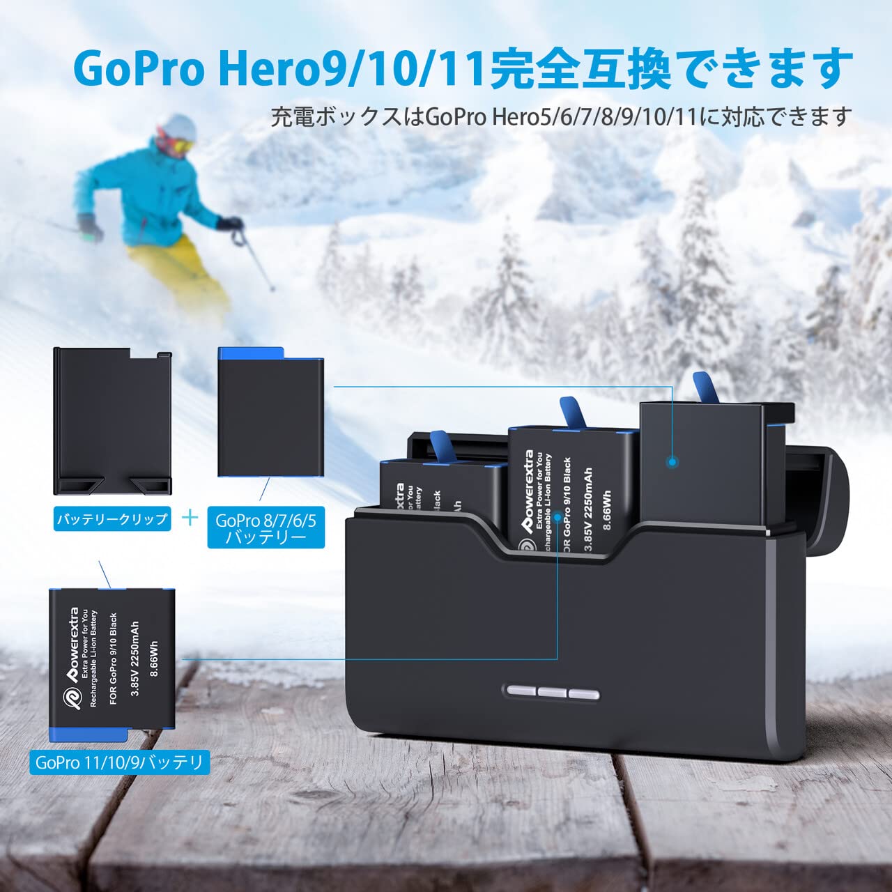 Amazon.co.jp: Powerextra GoPro Hero 12/11/Hero 10/Hero 9 