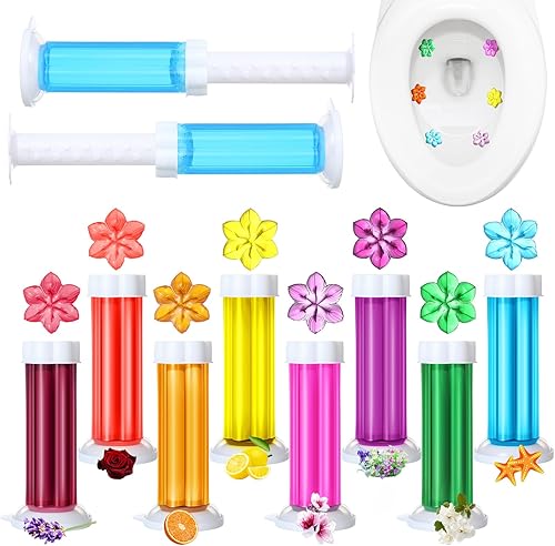Heigble 8 unidades de geles de inodoro, 112 unidades, 8 tipos de sellos de flores, aroma de gel, limpiador de manchas de inodoro, ambientador,
