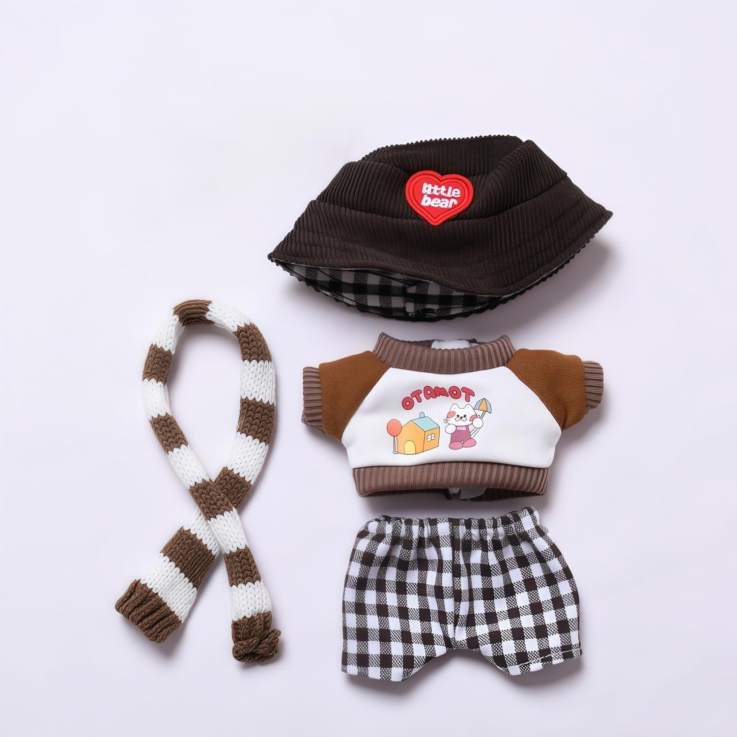 17cm Doll Clothes,Clothes for Dolls Outfit,Accessories for 17cm Dolls Clothes,Cute Clothes for Dress up Unique Style,1 doll clothes 1 Hats 1 Pants 1 Scarfs Girl for Best Gifts,No Doll Included (PP5)