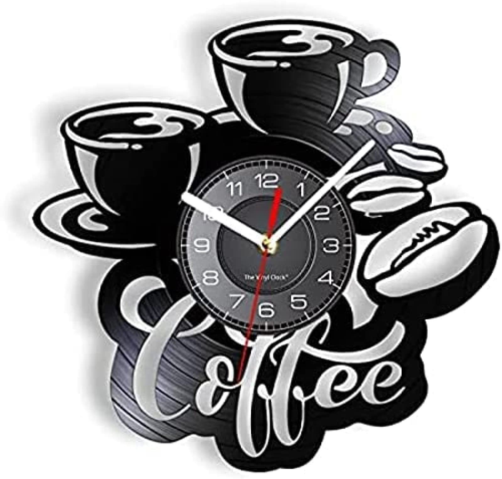 Horloge Murale Disque Vinyle Silencieuse pour Cuisine Élimine le Tic-Tac du Café