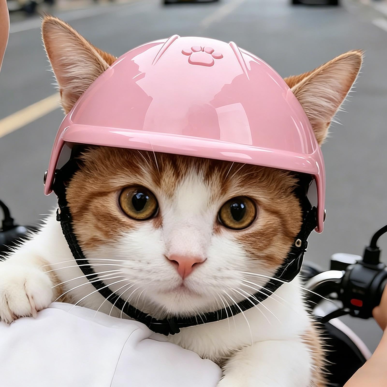 Casco Per Gatto E Cane Con Cinghias Regolabile | Copricapo Protettivo Antiscivolo Leggero Per Animali | Sicurezza Per Moto Bicicletta Campeggio Viaggi Esterni