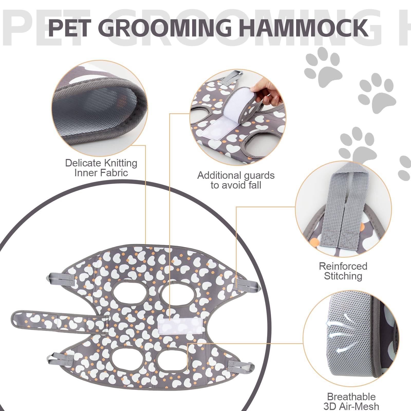 ATESON Hamaca de aseo para perros medianos/grandes con cortaúñas/cortaúñas, arnés de aseo para perros para recortar uñas, ayudante de aseo para mascotas
