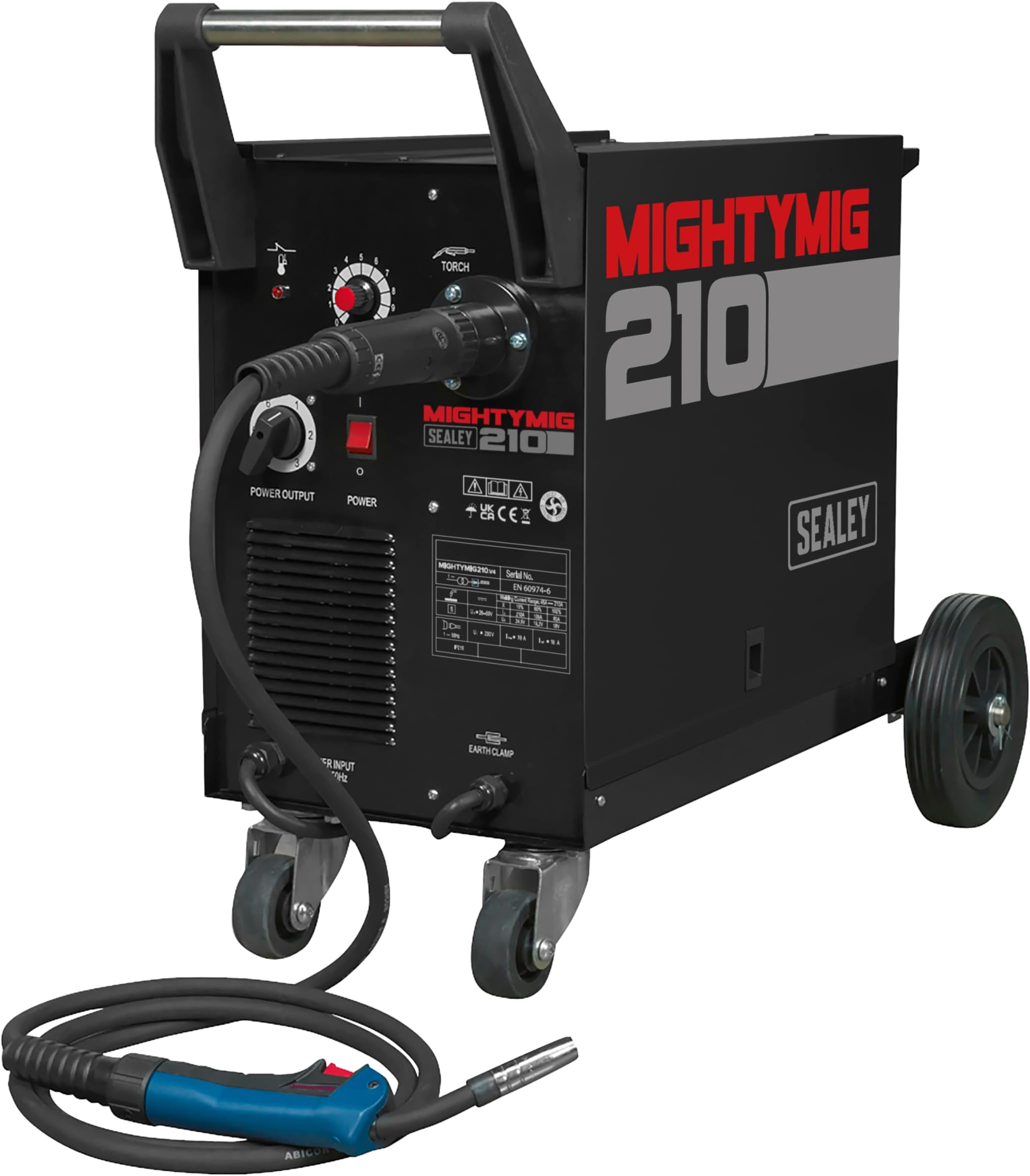 Sealey Mightymig210 Professional Gas/No-Gas Mig Welder 210Amp with Euro Torch