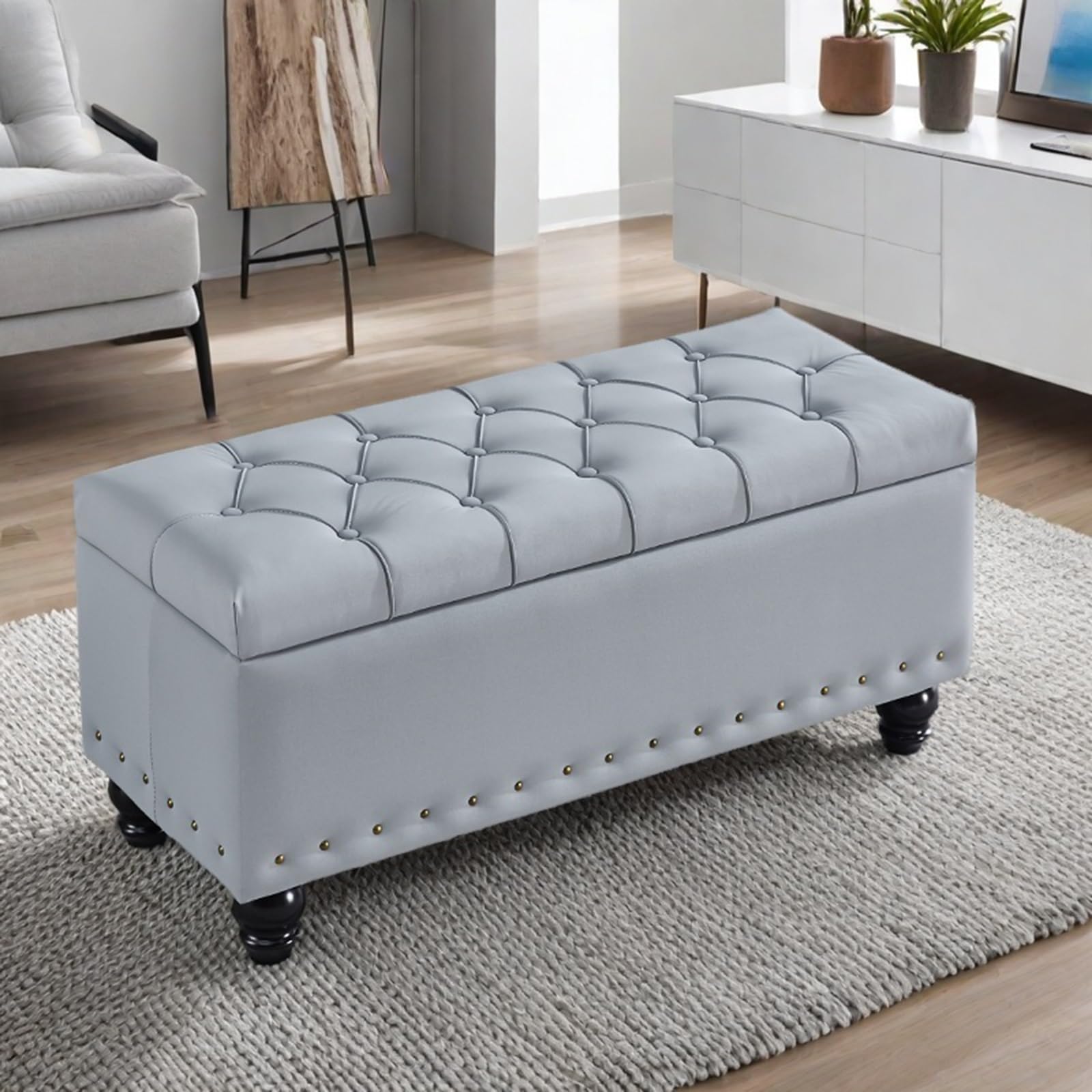 Bardzo duża skórzana ławka do przechowywania, tapicerowana skrzynia z dużą ilością miejsca do przechowywania do sypialni i na koniec łóżka, nowoczesny design, 180 x 45 cm x 45 cm - stylowy i