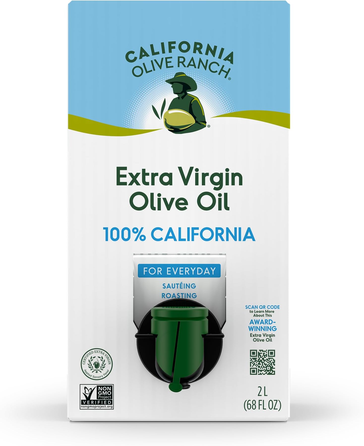 California Olive Ranch, 100% California Bag-in-Box Extra Virgin Olive Oil, 2L (Pack of 1)