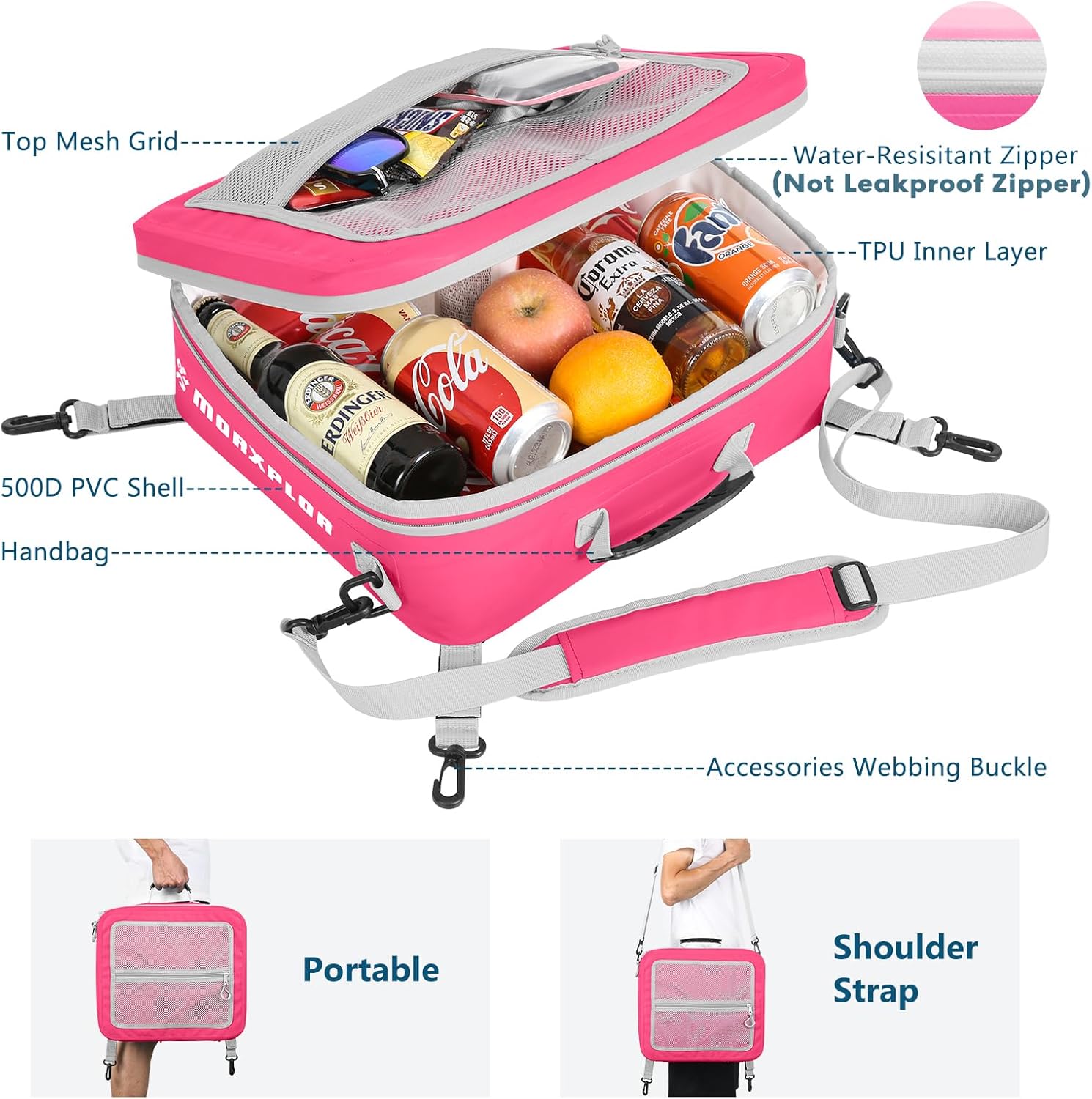 MORXPLOR Waterproof PVC Paddleboard Cooler Deck Bag - 12 Can Soft Insulated Cooler for Paddleboarding, Camping, Kayaking