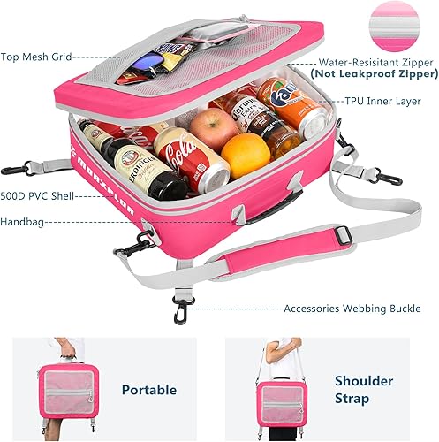 Miniatura 31 de Bolsa térmica impermeable de PVC para paddleboard, 12 latas, enfriador aislado suave para paddleboard, camping, kayak Azul oscuro