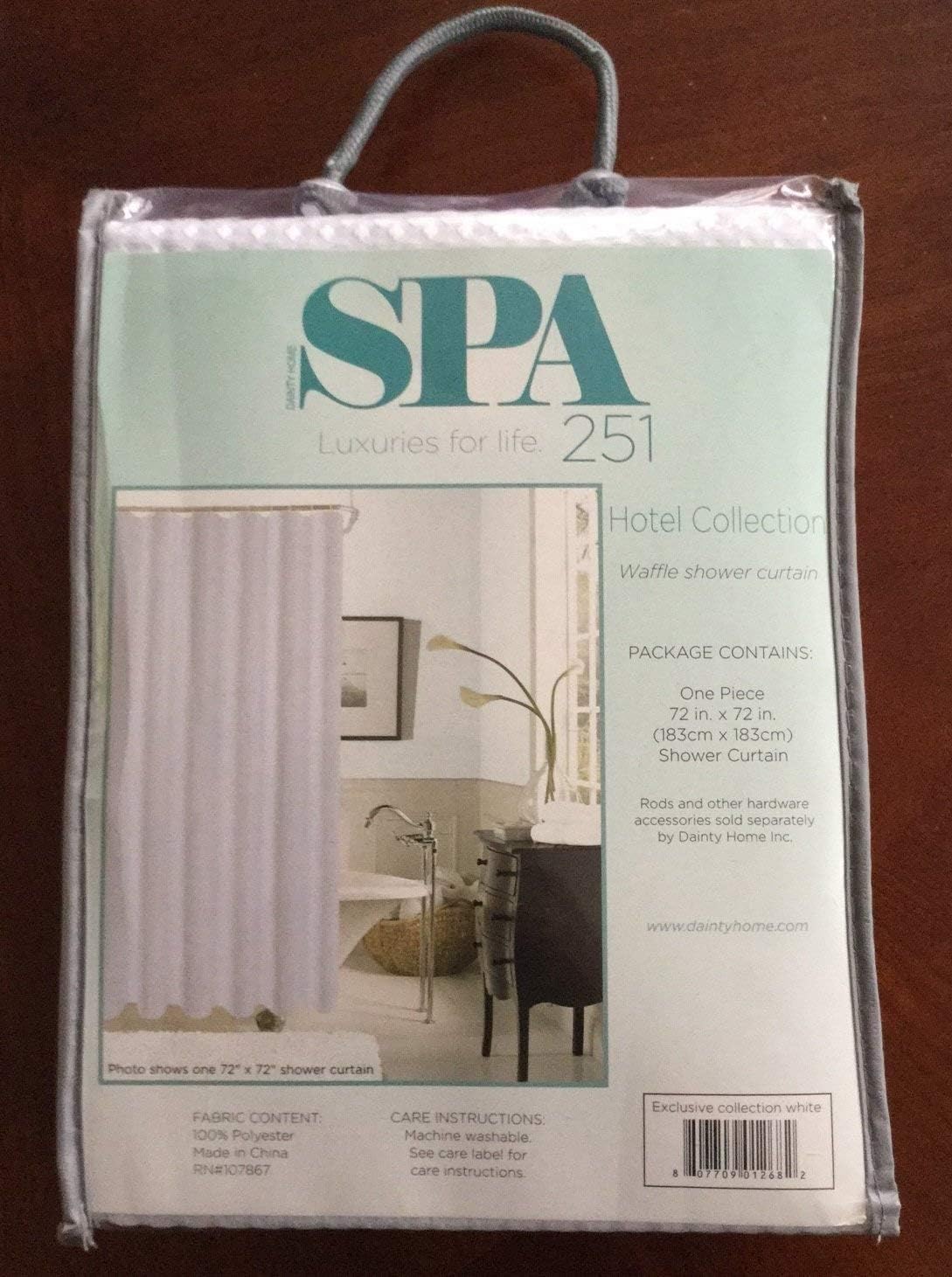 Dainty Home Spa Luxury Textured Hotel Collection Waffle Weave Honeycomb Fabric Shower Curtain 70" x 72" in White (EXPAHCWH)