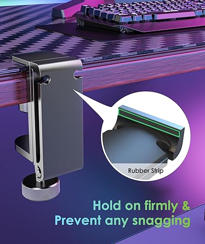 Miniatura 3 de 6amLifestyle Soporte plegable para colgar auriculares debajo del escritorio, soporte de pared para auriculares con organizador de cables, ahorra