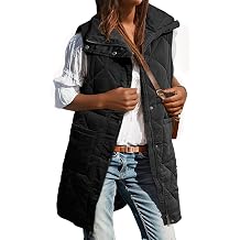Dokotoo Womens Casual Winter Long Puffer Vest Stand Collar Sleeveless Puffy Jackets Coat with Pockets