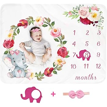 elephant milestone blanket girl