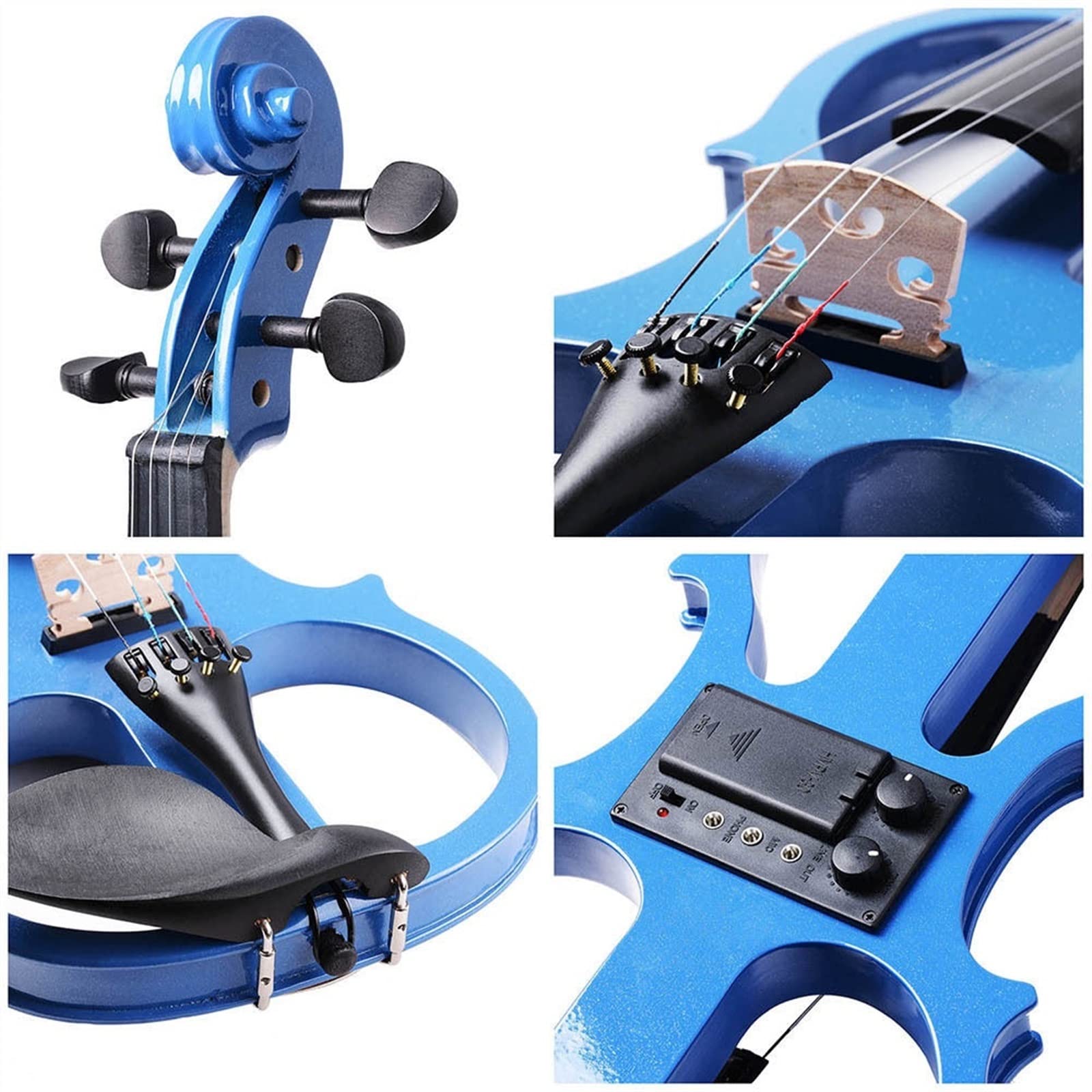 Violini per Studenti 4/4 Violino Elettrico Equilibrio Suono Full Size Violino Elettrico Violino In Legno Massello Con Set Di Custodia Nera Professionale Violino