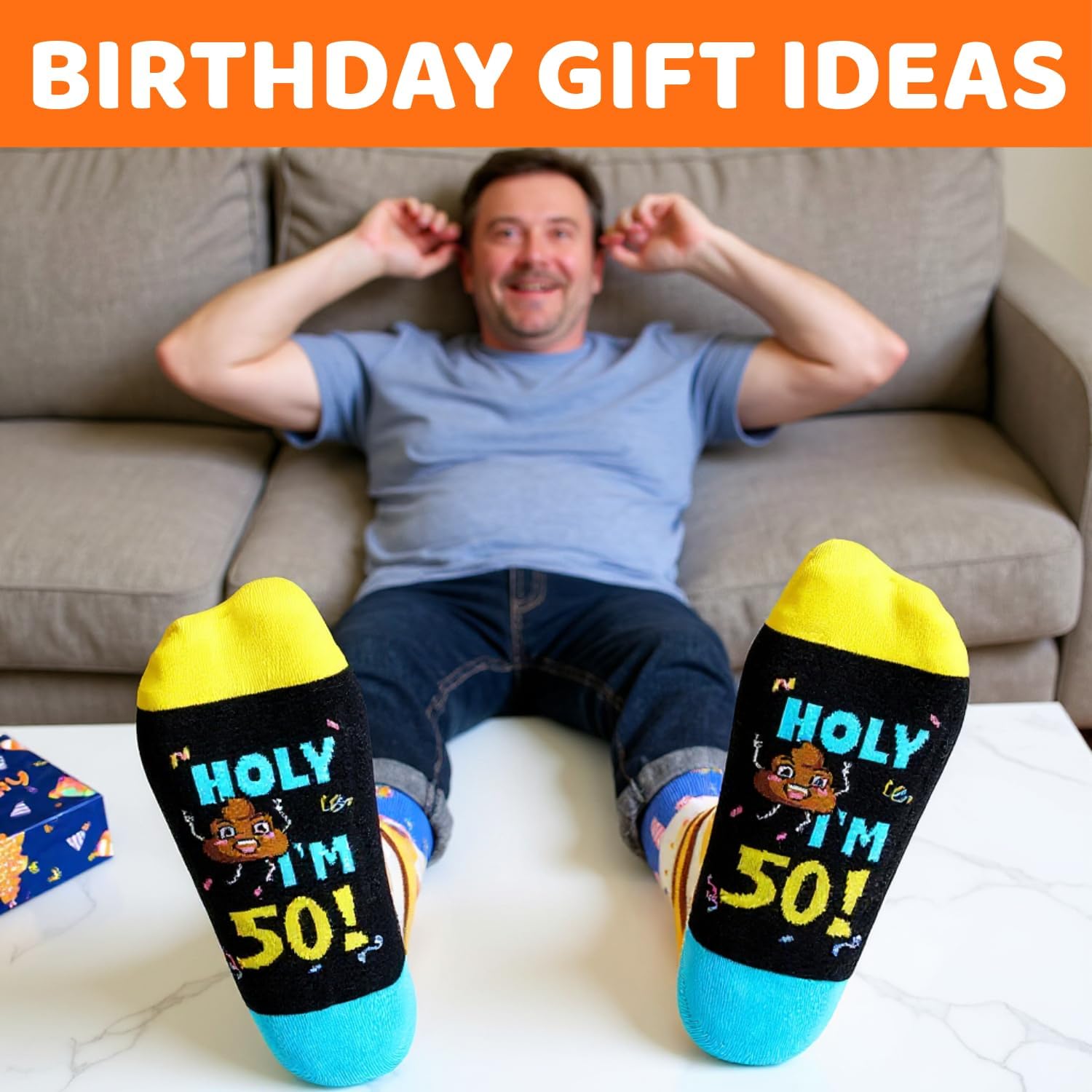 HAPPYPOP Birthday Gift Ideas - 50th Birthday Gifts for Women Man Her Him, Funny Bday Socks - Image 3