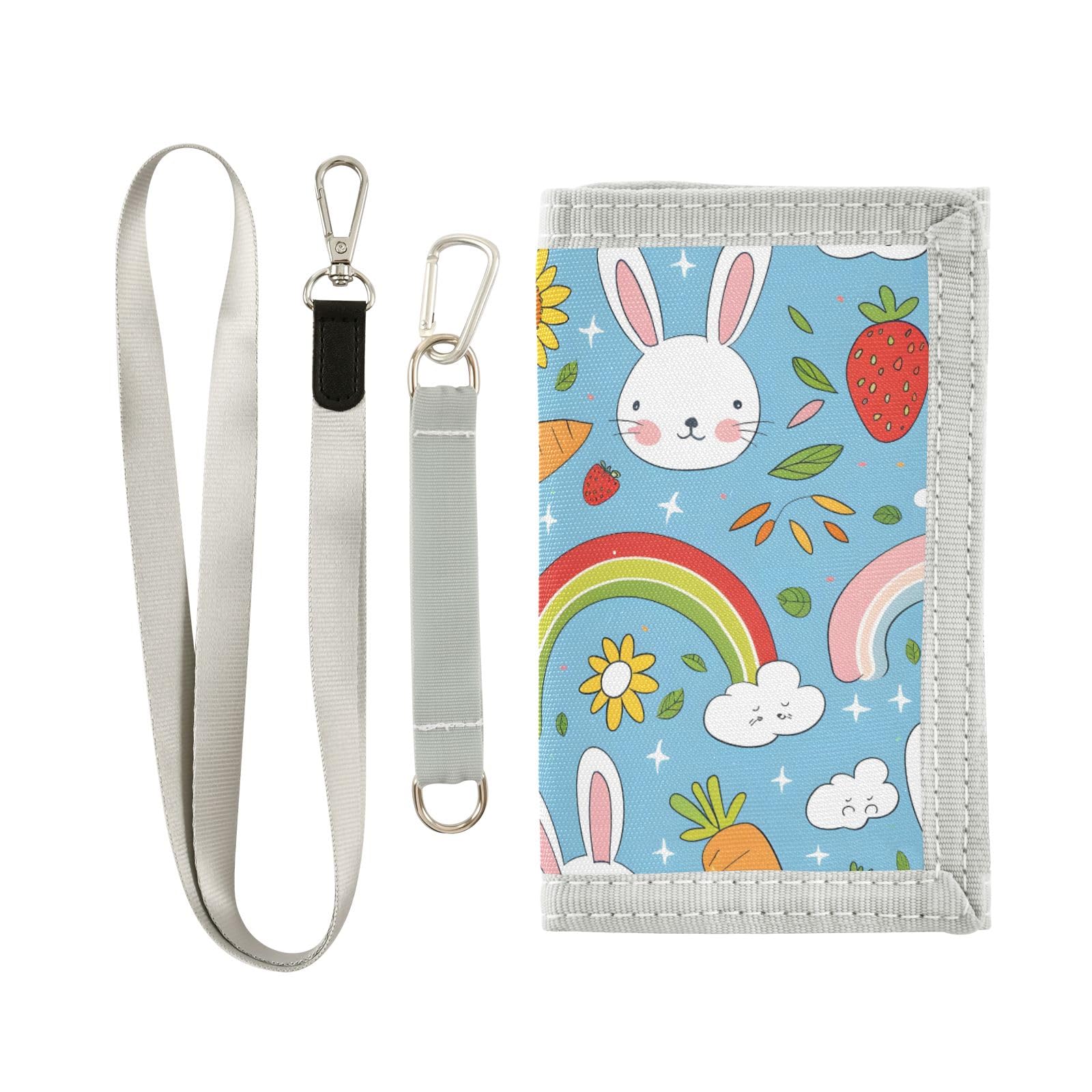 ALAZA Kids Wallets for Boys Girls Toddler Trifold Wallet Children Small Cute Rabbit Carrot with Zipper Coin Pocket