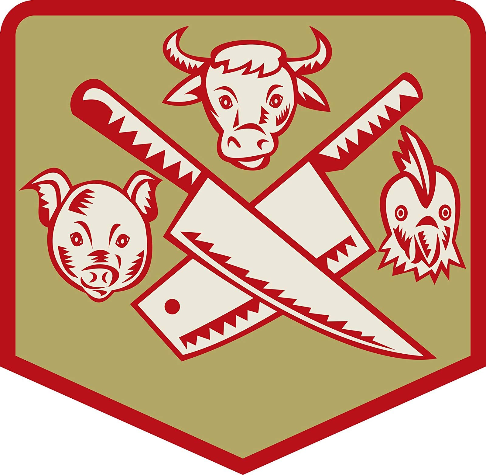 Meat Lovers Butcher Emblem Cartoon Icon Vinyl Decal Bumper Sticker (4" Wide)