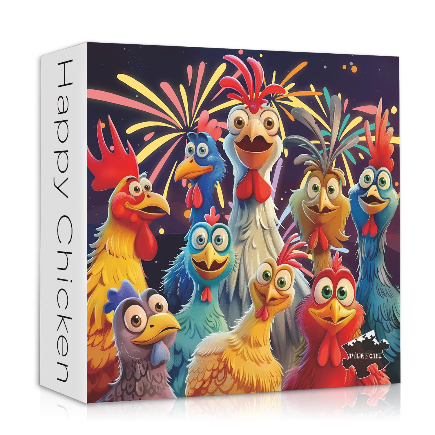 Chicken Puzzles for Adults 1000 Pieces, PICKFORU Happy Chicken Jigsaw Puzzle 1000 Pieces, Funny Rooster Hard Difficult Thanksgiving Puzzle as Wall Art