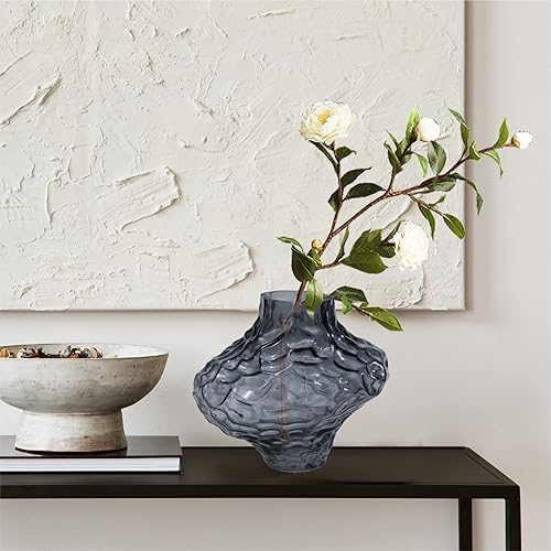 Miniatura 4 de FAIRYBIRD Florero único, florero de cristal estético de 6.7 pulgadas para flores, florero de vidrio fresco, decoración moderna de jarrón