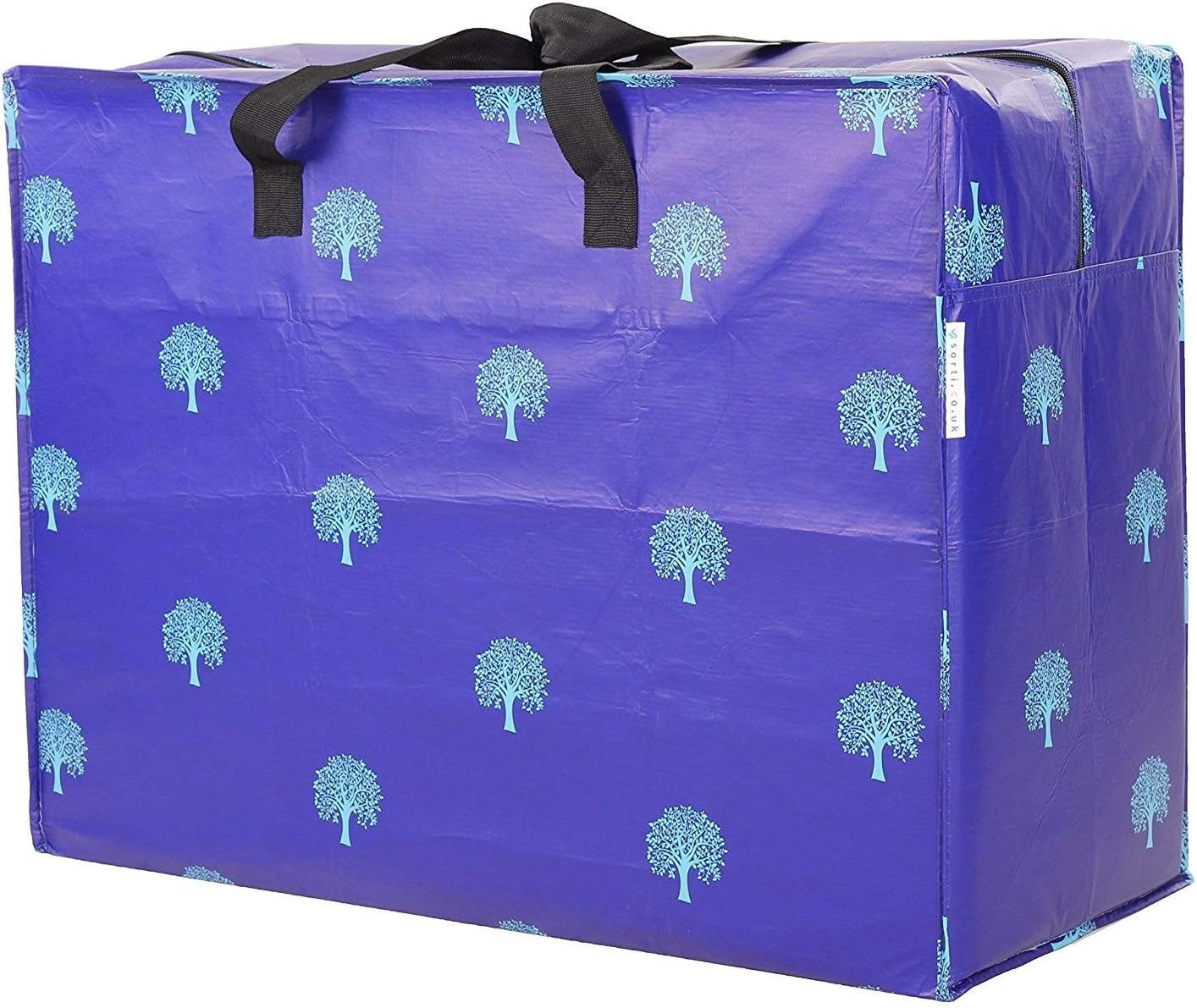 Sorti Enormous Jumbo XL Clothing Toys Home Laundry Storage Bag Made From Recycled Material. Really Big Extra Deep Massive Blue Tree Pattern Bag. 128 Litres. 54 x 74 x 32 cm.