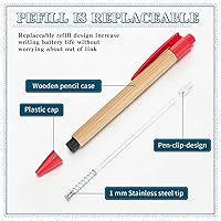 Vista 2 de Seajan 80 bolígrafos de bambú para estudiantes 2026, suministros de regreso a clases, grabado a granel, bolígrafo retráctil de madera, tinta negra