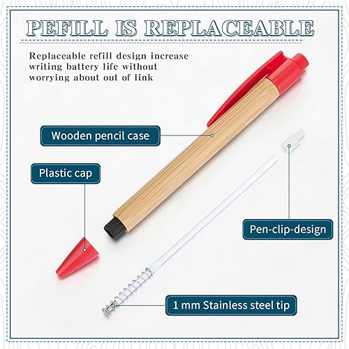 Miniatura 2 de Seajan 80 bolígrafos de bambú para estudiantes 2025, suministros de regreso a clases, grabado a granel, bolígrafo retráctil de madera, tinta negra,