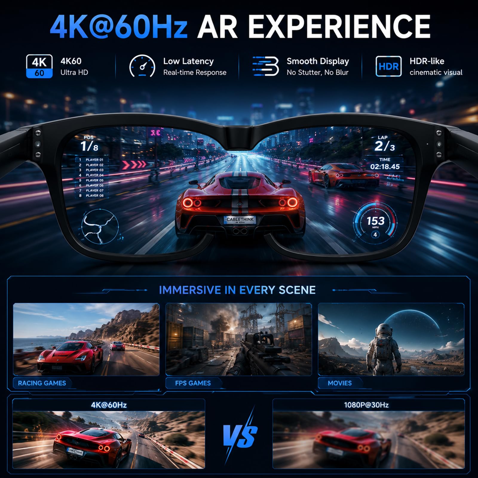 Guermok Adaptador HDMI a USB-C para gafas AR, convertidor AR 4K@60Hz con carga y puerto DC 5V – Compatible con XREAL One/Air 2 Pro, RayNeo, Rokid, Switch2/1, Xbox1, PS4/5, monitores portátiles (Negro)