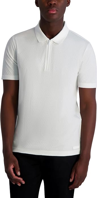 Karl Lagerfeld Mens Basic 1/4 Zip Collared Short Sleeve Polo