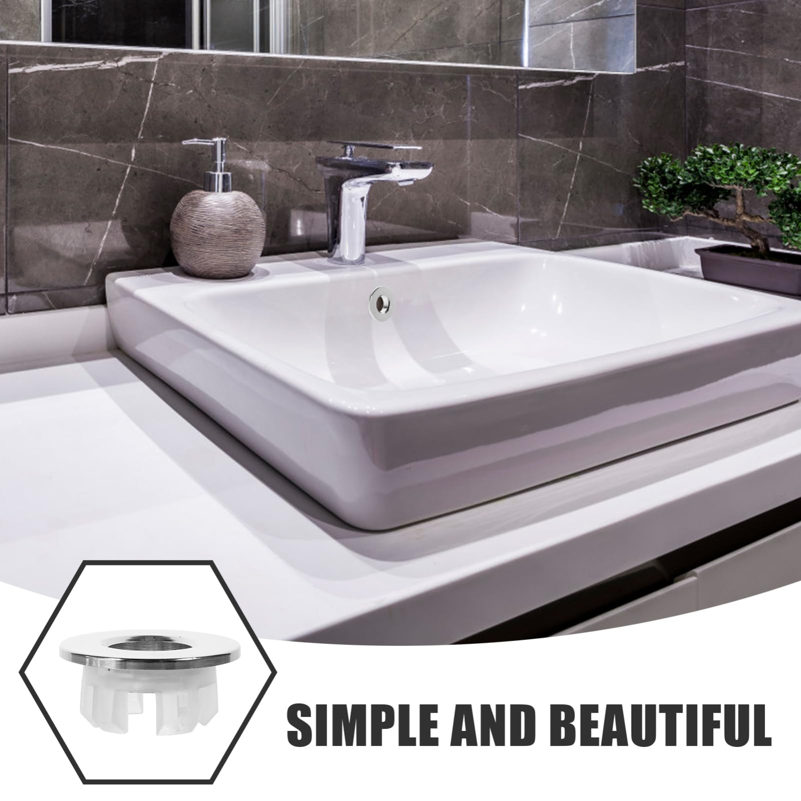 SHINEOFI 5 Set Copertura Decorativa Per Lavabo Bagno Troppopieno Del Lavandino Drainamento Di Overflow Copriforo Troppopieno Lavello Nero Cucina Silver Rame 4 Pezzi * 5