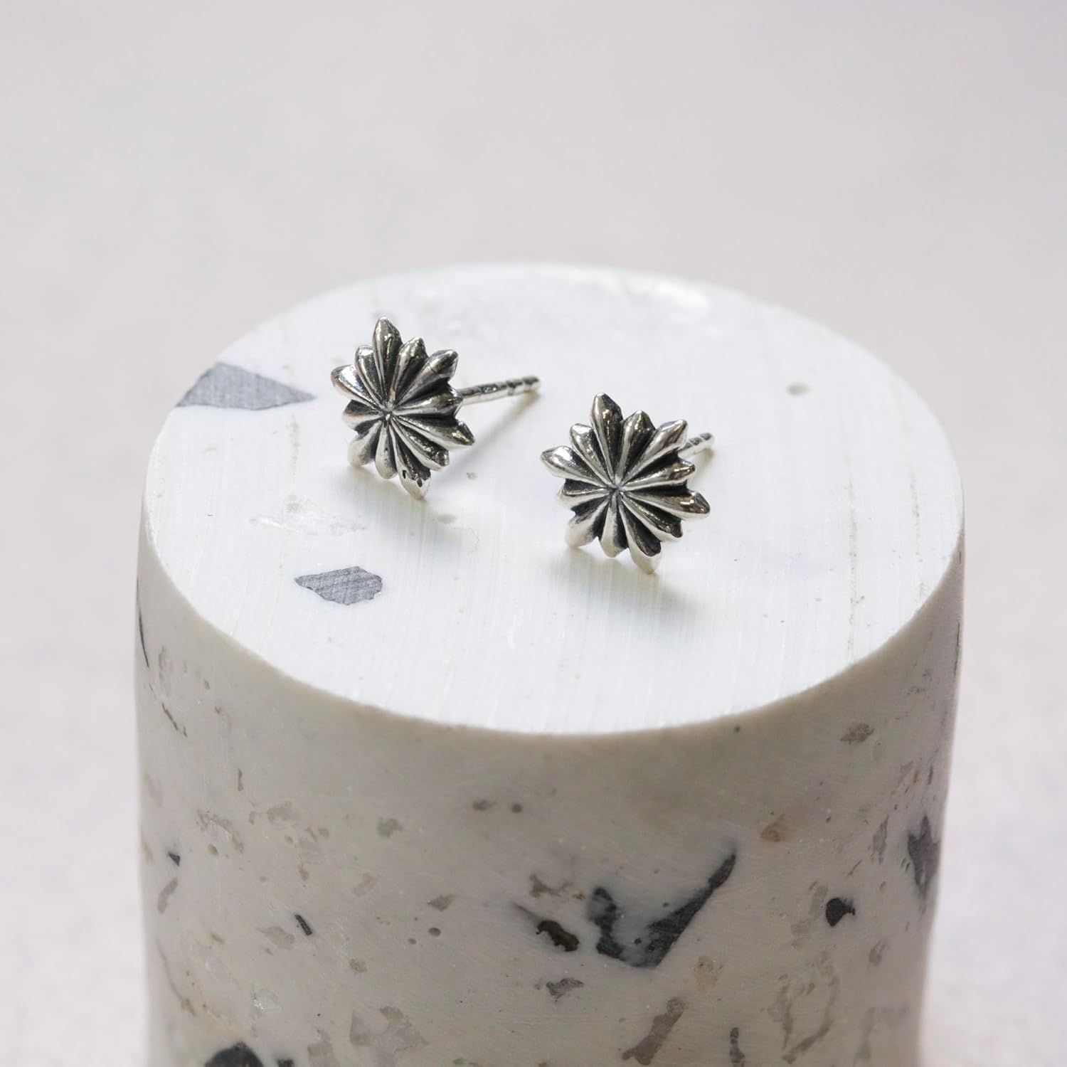 925 Sterling Silver Flower Stud Earrings - Dainty Flower Studs, Tiny Handmade Jewelry, Pushback Closure Earrings, Simple Minimalist Fashionable Gift for Young Women - Image 4